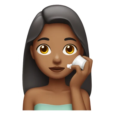 girl applying cream on face sticker