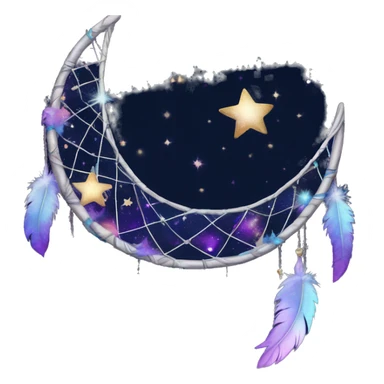 Sparkly crescent-moon-and-stars-galaxy-dreamcatcher sticker
