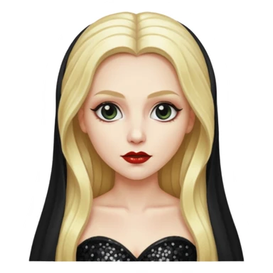 Bride of Dracula with long blonde hair, black sequin outfit sticker