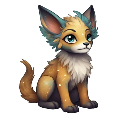 Cool cute Kawaii edgy fantasy animal sparkle fursona Fionbri creature by griffsnuff & LiLaiRa & Falvie full body sticker