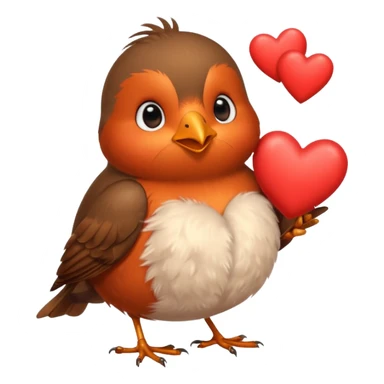 Robin bird with love hearts sticker