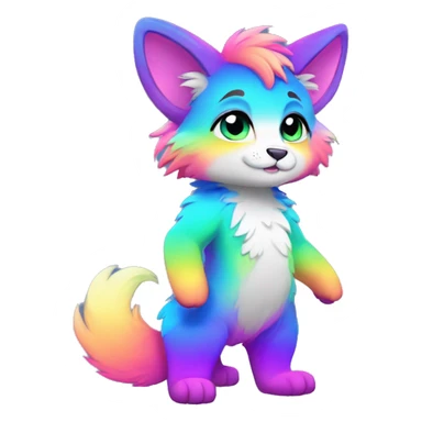 Colorful gradient-Sparkle-nebula-fursona anthropomorphic furry full body sticker