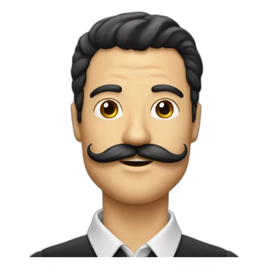 homme moustache carré cheveux noirs raie sticker