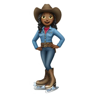 Ice skating cowgirl sticker