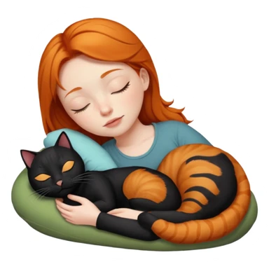 Ginger Girl sleeping with black cat sticker