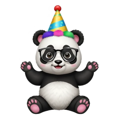 full body panda with party hats and opticals sticker