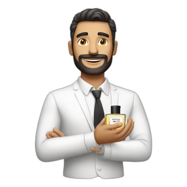 Hombre blanco con perfume en la mano sticker