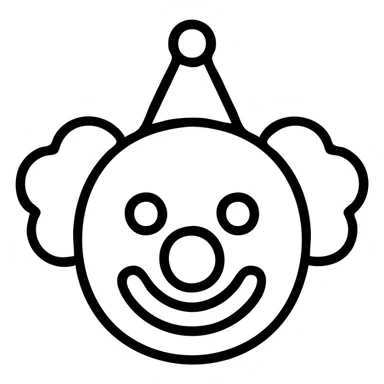 outlined clown face icon sticker