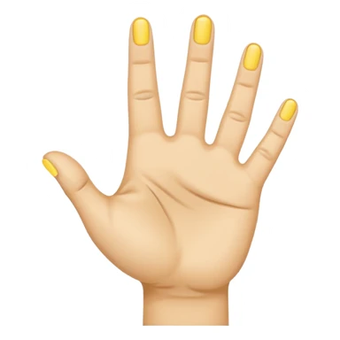 A simple emoji-style illustration of a human hand with four fingers raised and the thumb folded down across the palm sticker
