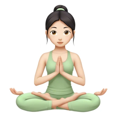 asian yoga girl light green clothes  sticker