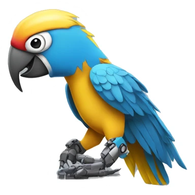 Macaw robot writing in a macbook sticker