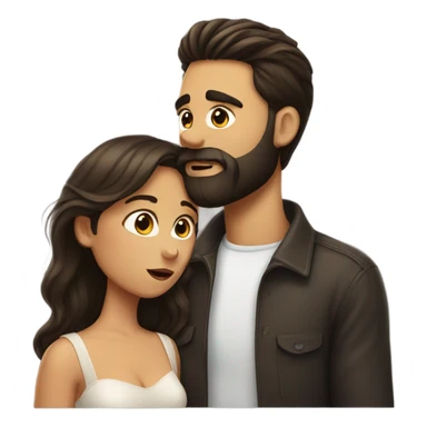 kiss-kiss brunette girl brunette man with beard sticker