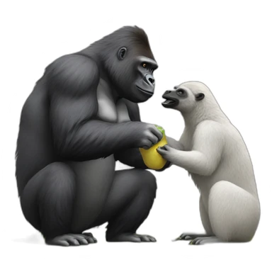 Gorilla feeding a Llama sticker
