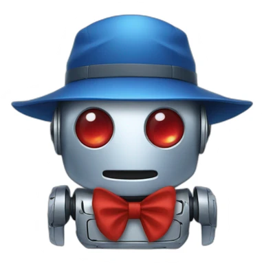 robot with red eyes and blue fisherman hat sticker