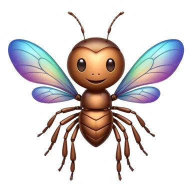 bug with heart-shaped wings and a happy face sticker