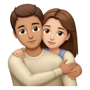 white couple with brown hair,man has brown eyes, they’re hugging each other  sticker