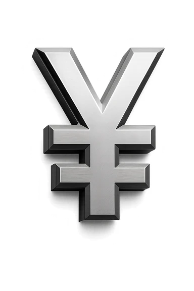 Remove the word 'YUAN' from the silver 3D yuan sign, keep the symbol and 3D silver style intact. sticker