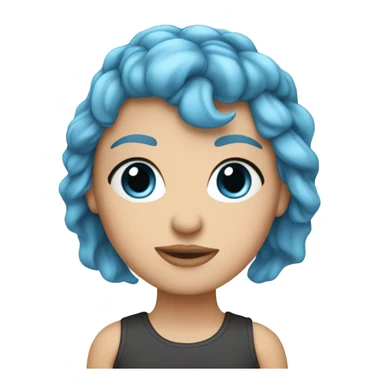 Face of a feminist white girl, blue hair strands sticker