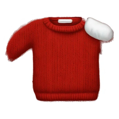 folded knitted red sweater with Christmas print sticker