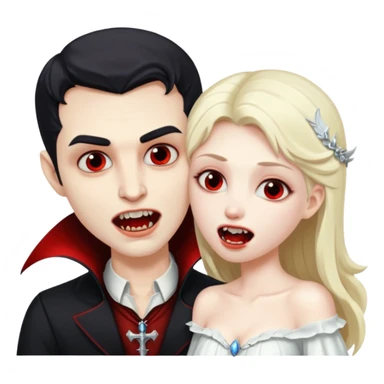 Vampire man biting angel woman on her neck sticker