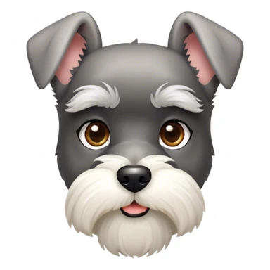 Cinematic Noble Miniature Schnauzer Portrait Emoji, Standing with a proud and stately demeanor, showcasing a sharply defined, salt-and-pepper fur with distinguished eyebrows and a confident, alert expression, simplified yet exquisitely detailed, glowing with a refined, dignified radiance, high shine, exuding intelligence and classic noble charm, soft glowing outline, capturing the essence of a noble Miniature Schnauzer that commands attention with effortless style! sticker