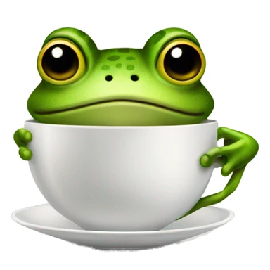 frog holding teacup sticker
