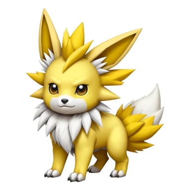 Cute Shiny Jolteon-Greymon-Renamon-Fakémon-hybrid-creature (full body)  sticker