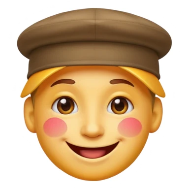 happy face with a backwards hat, vibrant and expressive, apple emoji style sticker