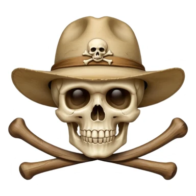 A skull and crossbones wearing wide brimmed traveler's hat. sticker
