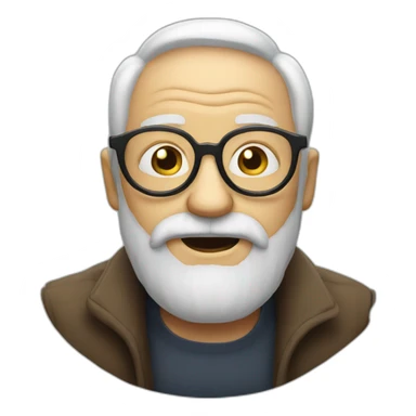 old man with glasses and a beard, hungry sticker