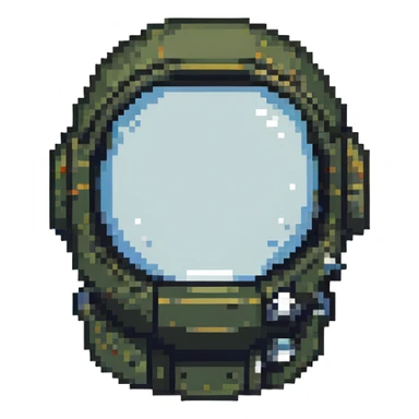 pixel art icon combining user profile silhouette with astronaut helmet, compact square format, suitable for info or user interface sticker