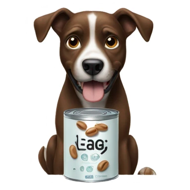 Dog holding a tin of beans sticker