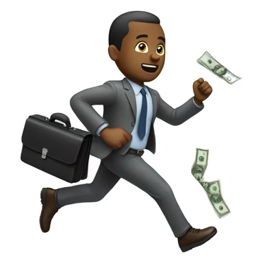 black man running with a briefcase that as money flying out sticker
