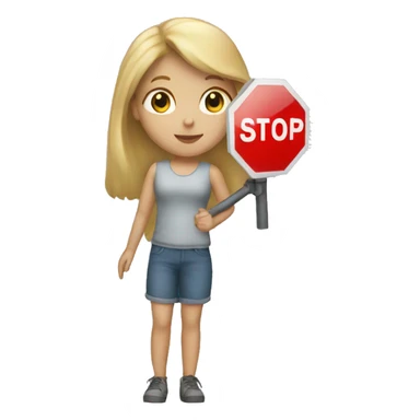 blond Girl holding a stop sign in her hand sticker