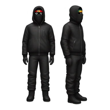 Generate ma a german roadmenwith a gucci bag an fullblack outfit and a ski mask standing full body + legs looking at the camera sticker