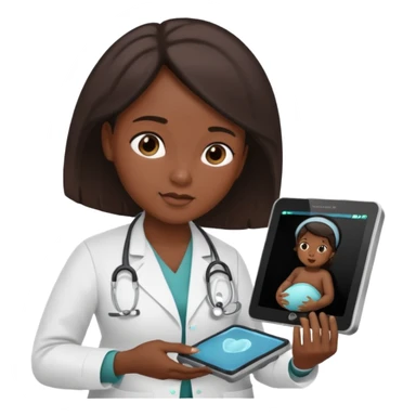 black maternal fetal medicine doctor performing fetal ultrasound sticker