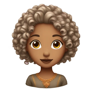 Curly girl with bindi and traditional look sticker