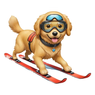 dog skiing  sticker