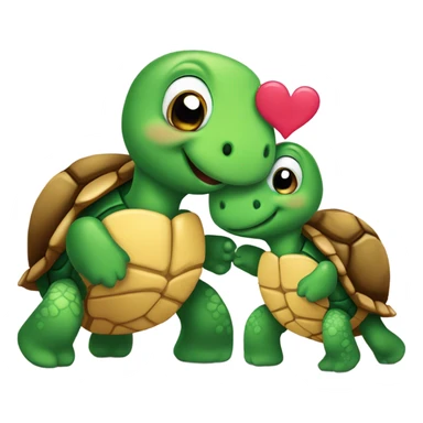Two valentine turtles with hearts sticker