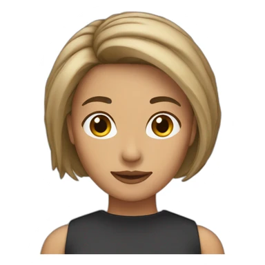 woman with bronw straigt  mid-short hair sticker