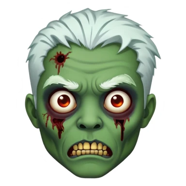 zumbi pele verde cabelo branco bochecha machucada horror Halloween sticker