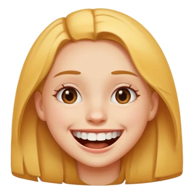 Laughing emoji of a girl and gap between central incisor teeth sticker
