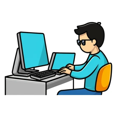 Working on computer  sticker