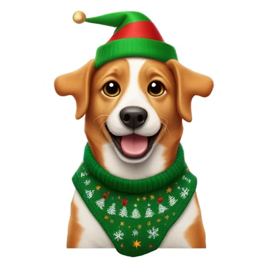 Happy ginger dog wearing an christmas elf jumper sticker