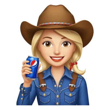 smiling cowgirl drinking Pepsi sticker