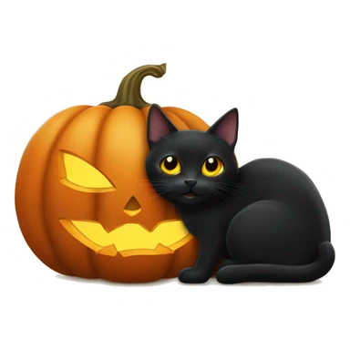 Black cat poking its head out of a pumpkin  sticker