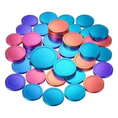 Many Coins pack 
in gradient of turquoise, blue, pink, purple, and coral
 sticker