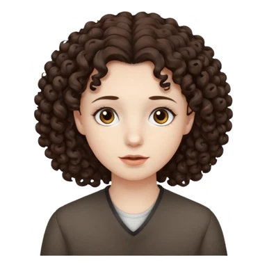 Pale skin, curly dark brown hair, medium brown eyes. sticker
