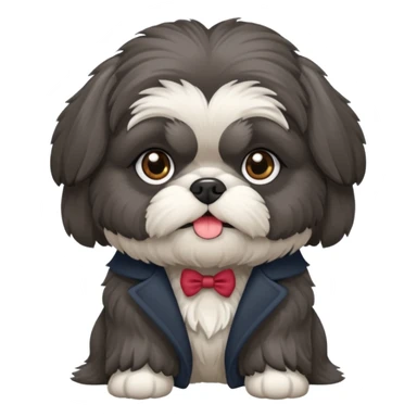 Small all dark grey shih tzu sticker