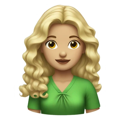 girl with wavy blonde hair wearing green dress sticker